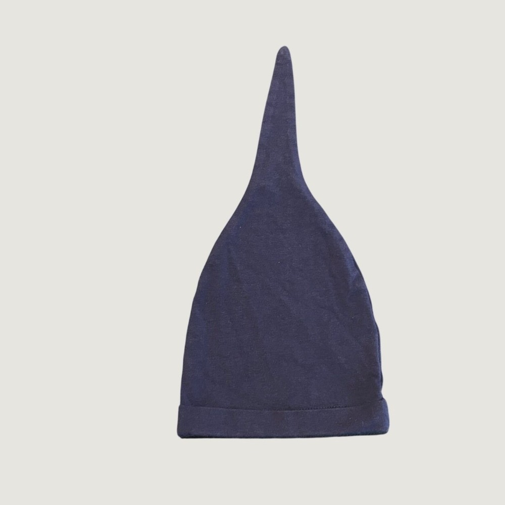 Baby Be Mine Navy Blue Knotted Beanie Pointed Newborn Hat Cotton Blend 1540